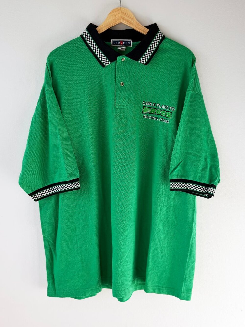 Vintage 90s Carle Place Fire Dept NY Frogs Racing Polo - XXL